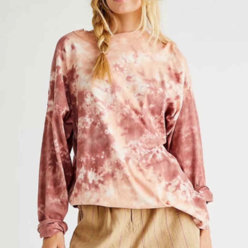 FREE PEOPLE BE FREE LONG SLEEVE TIE-DYE SHIRT